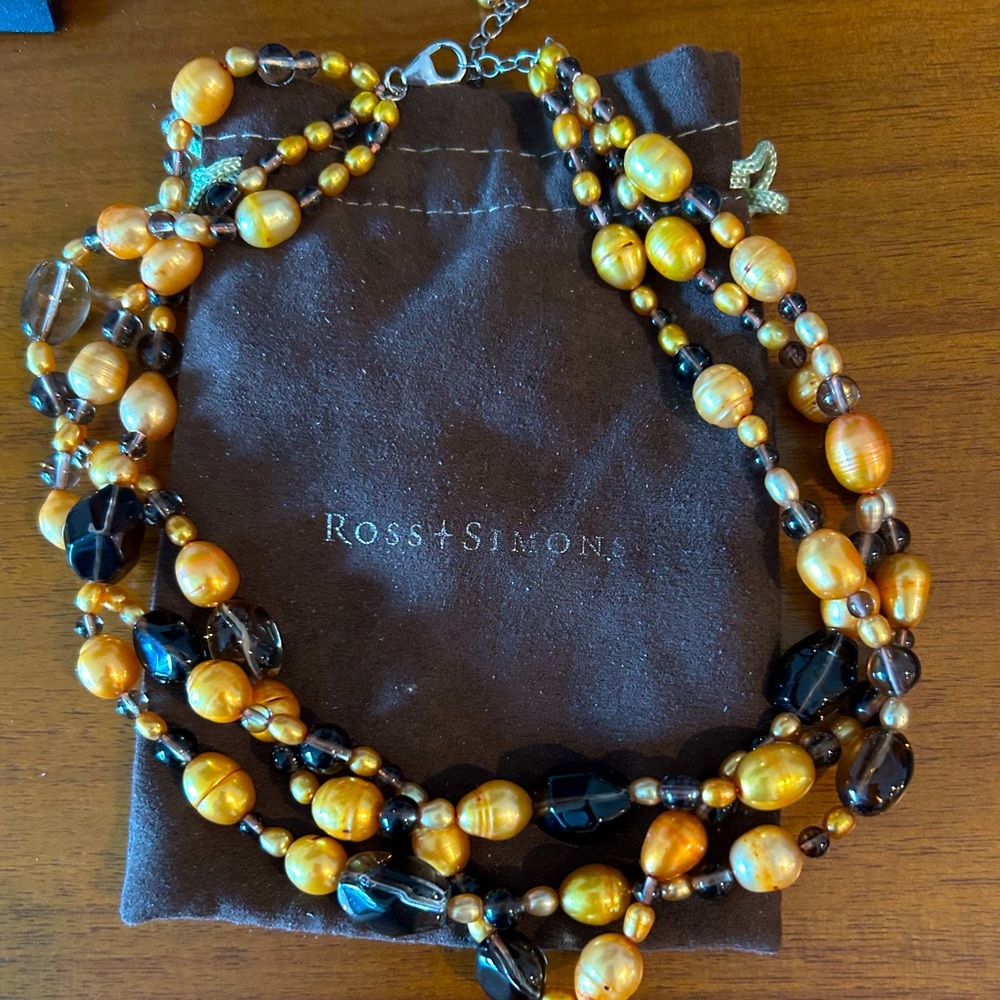 Tan and brown, three strand, glass beaded 8 inch necklace from Ross Simons!